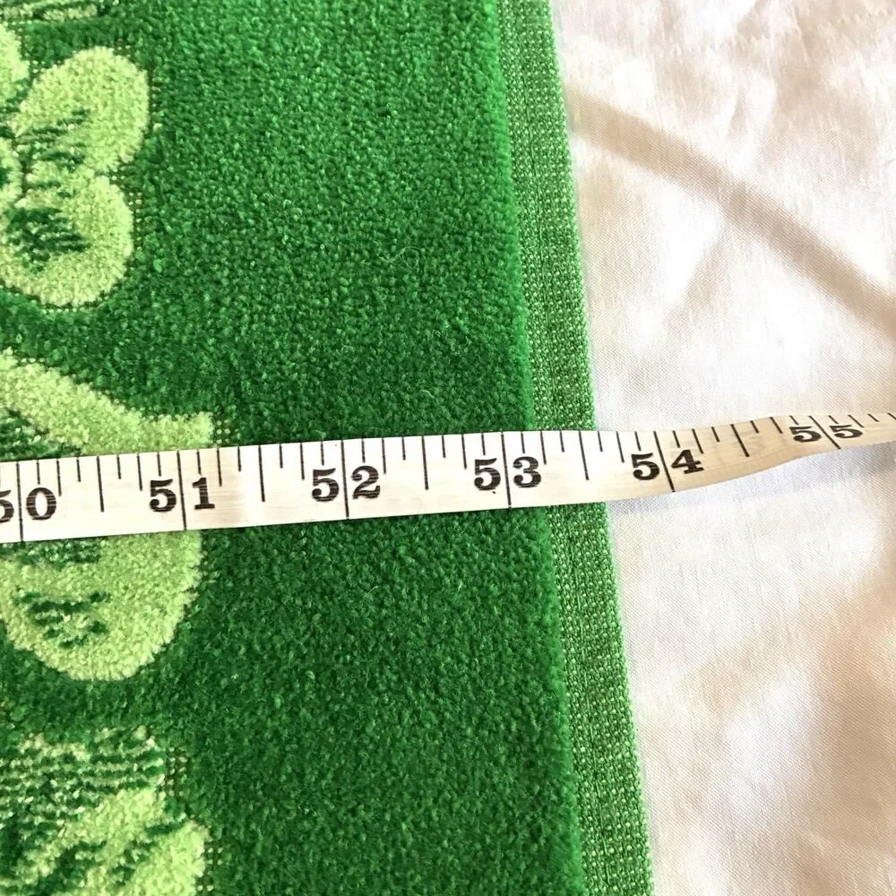 Vintage Fieldcrest Emerald Green Rose Floral Bath Size Towel MCM Flowers 53x26